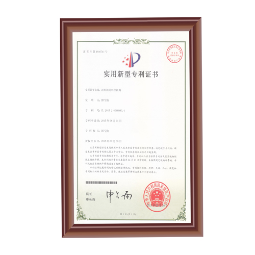 Patent Certificate of Rotary Table Organization for Feeder